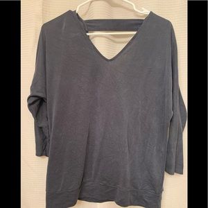 Grey/Blue shirt v neck in front and back
